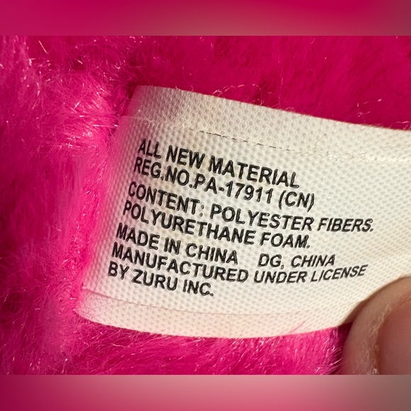 10" Rainbocorn Bright Pink Bunny Rabbit Unicorn Rainbow Hair Glitter Eyes Plush - Picture 3 of 5